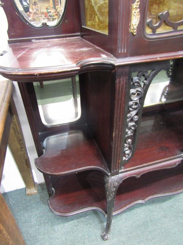 VICTORIAN MAHOGANY DISPLAY CABINET, 2 glazed doors enclosing gold velvet interior, with bevel - Image 5 of 10