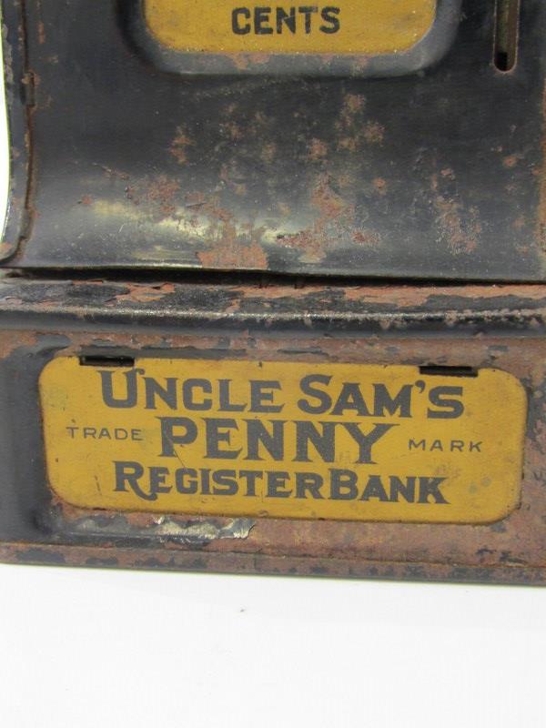 VINTAGE MONEY BOX, in the form of a cash register, "Uncle Sam's Penny Register Bank", 15cm height - Image 4 of 8