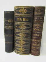19th CENTURY FAMILY BIBLE, 19th Century leather bound illustrated family bible, also "Life of our