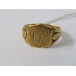 18ct YELLOW GOLD SIGNET RING, approx. 5.4 grams, a/f