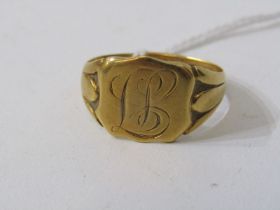 18ct YELLOW GOLD SIGNET RING, approx. 5.4 grams, a/f