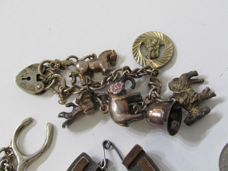 SELECTION OF SILVER ITEMS including silver charm bracelet of several charms; gypsy wagon, cathedral, - Image 3 of 5