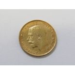 GOLD HALF SOVEREIGN, George V 1914 gold half sovereign, higher grade