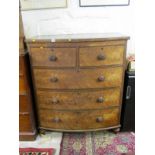 VICTORIAN MAHOGANY BOW FRONT CHEST, 2 short and 3 long drawers, 102cm width