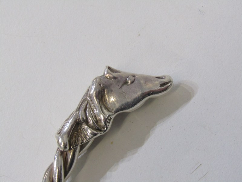 WHITE METAL, TESTS AS SILVER, double horse head torque bangle, approx. 68.5 grams - Image 2 of 11