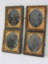 EARLY PHOTOGRAPHY, set of 4 daguerreotype portraits, each 7.5cm height