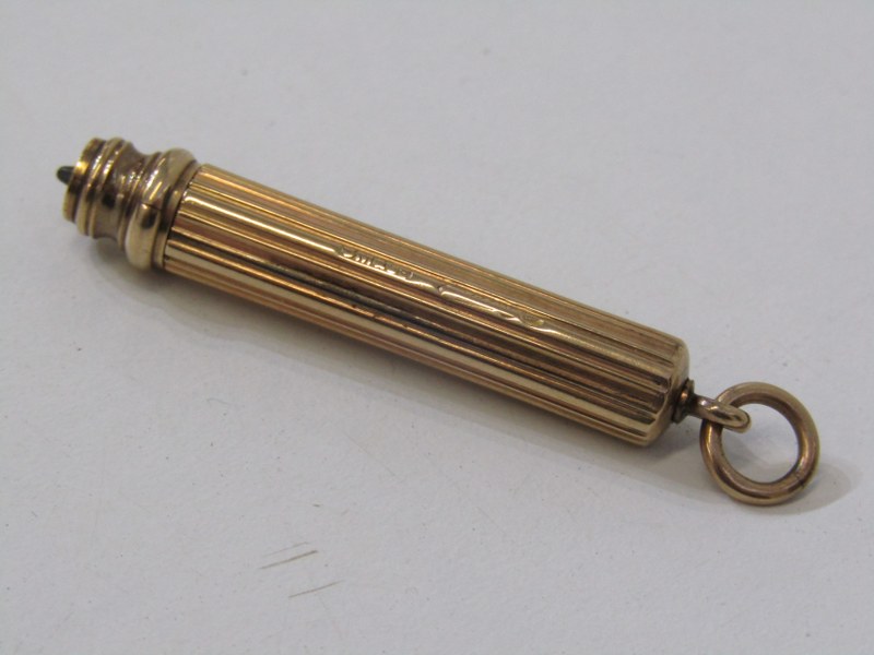 9ct YELLOW GOLD EXTENDING PENCIL by Sampson Morden Limited, complete with lead