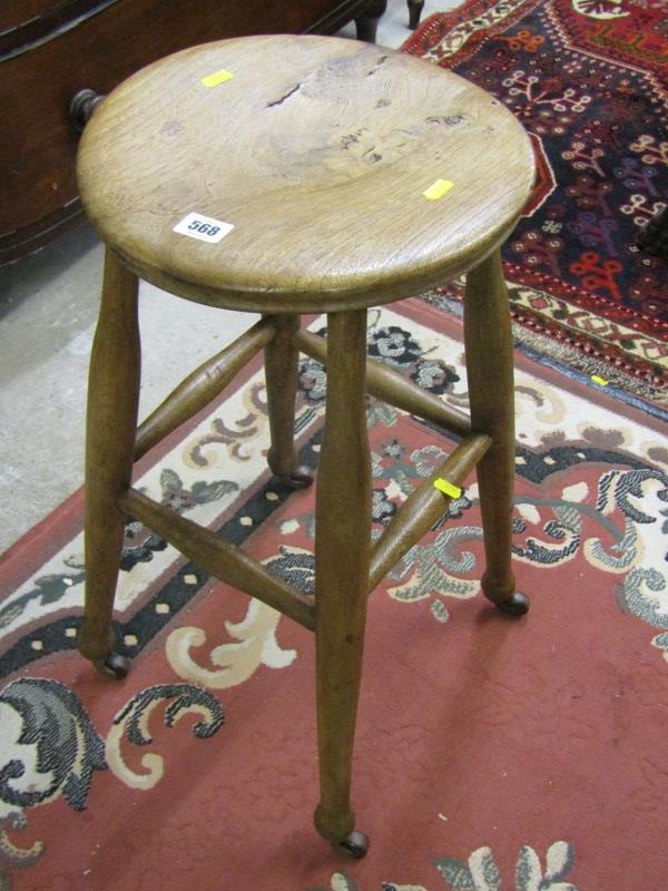 ELM KITCHEN STOOL, on castor feet