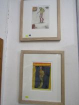 MICHAEL REES, pair of abstract watercolours studies of figures, both signed and dated, 20cm x 14cm
