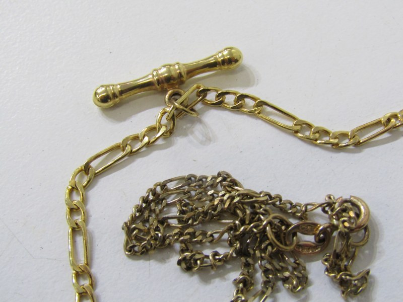 2 x 9ct YELLOW GOLD CHAINS, 1 bracelet, 1 anklet, total weight 2.8 grams - Image 2 of 2