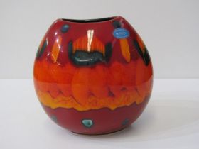POOLE POTTERY, Poole pottery purse vase in the Volcano pattern, 20cm height