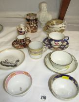 18th & 19th CENTURY CERAMICS, including Worcester style tea bowl, Worcester style cup and saucer,