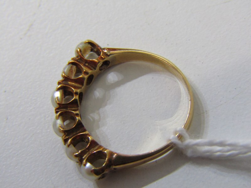 VINTAGE PEARL RING, vintage 6 pearl ring in yellow metal mount, tests a high carat gold, size L - Image 3 of 3