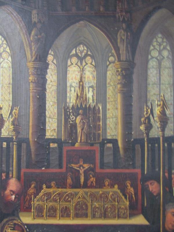LONGMAN, 19th Century copy oil on canvas "The Exhumation of St Hubert", 87cm x 79cm, signed and - Image 4 of 5