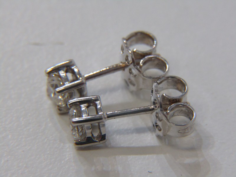 DIAMOND STUD EARRINGS, pair of 18ct white gold stud earrings set round brilliant cut diamonds, in - Image 2 of 2