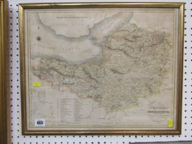 EARLY MAP OF SOMERSETSHIRE, by J Duncan, 36cm x 46cm