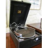 HMV TABLE TOP GRAMOPHONE, as new HMV portable gramophone, model no 142, with original outer