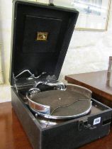 HMV TABLE TOP GRAMOPHONE, as new HMV portable gramophone, model no 142, with original outer