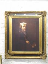 SIGNED OIL ON CANVAS, Rembrandt, modern oil in the old master style, signed to right hand corner,