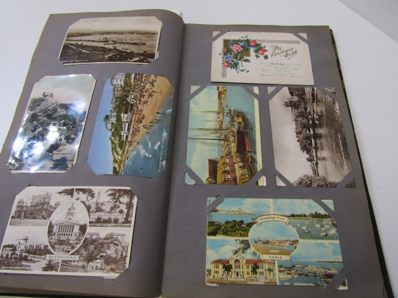 EDWARDIAN POSTCARD ALBUM, containing approx, 150 assorted view cards, also sentimentals, humour, etc - Image 12 of 14