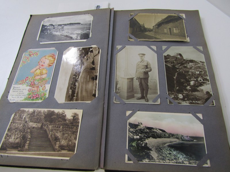 EDWARDIAN POSTCARD ALBUM, containing approx, 150 assorted view cards, also sentimentals, humour, etc - Image 8 of 14