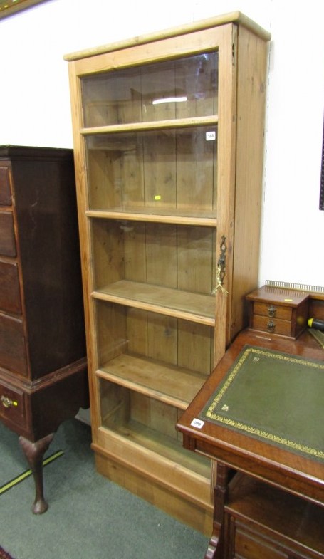 PINE DISPLAY CABINET, stripped pine cabinet, fitted 1 glazed door, enclosing 4 shelves, 70cm width - Image 2 of 3