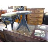 PIANO STOOL, 19th Century piano stool with needlework top and ebonised frame, also a revolving top