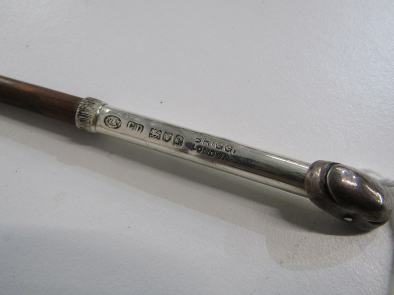 SILVER MOUNTED PARASOL, with pencil inset to handle, the silver HM pencil, marked "Brigg of London" - Bild 4 aus 12