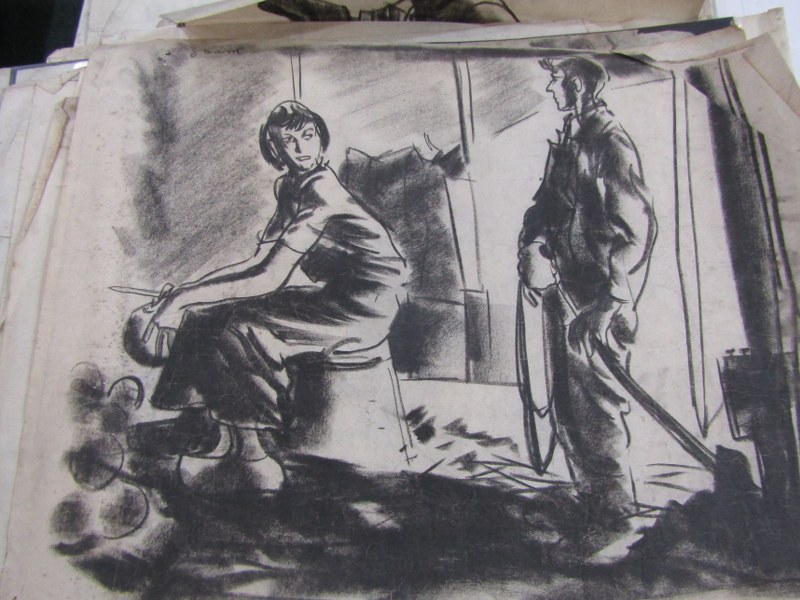 PORTFOLIO OF CHARCOAL DRAWINGS, various portraits - Image 12 of 14