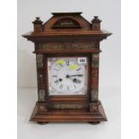 BRACKET CLOCK, stained beech cased bracket clock with white enamel dial and Roman numerals with