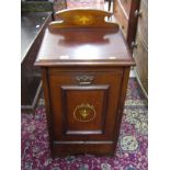 EDWARDIAN MAHOGANY PURDONIUM, with transfer print decoration to front, 39cm width