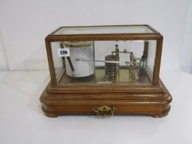 BAROGRAPH, light oak cased barograph by M Spiegelhalger & Son of Maldon, 38cm case with fitted lower