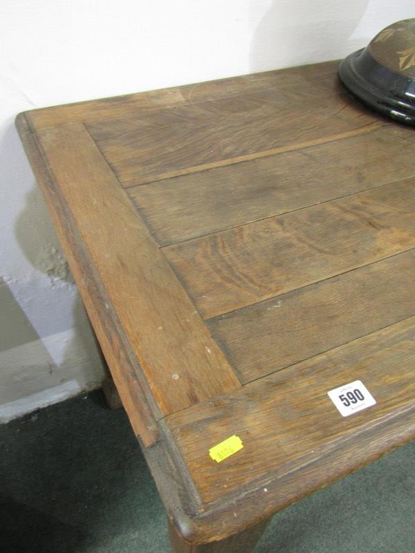 EDWARDIAN OAK SIDE TABLE, fitted 2 drawers on square form taper legs, 136cm width - Image 4 of 5