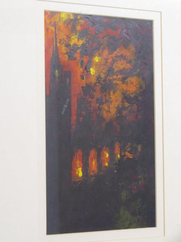 GRAHAM WATSON, original oil "Old town at dusk", 30cm x 19cm - Image 3 of 4