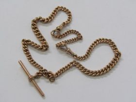 GOLD DOUBLE ALBERT WATCH CHAIN, 9ct yellow gold double Albert watch chain, 9.5" length, 47.2 grams