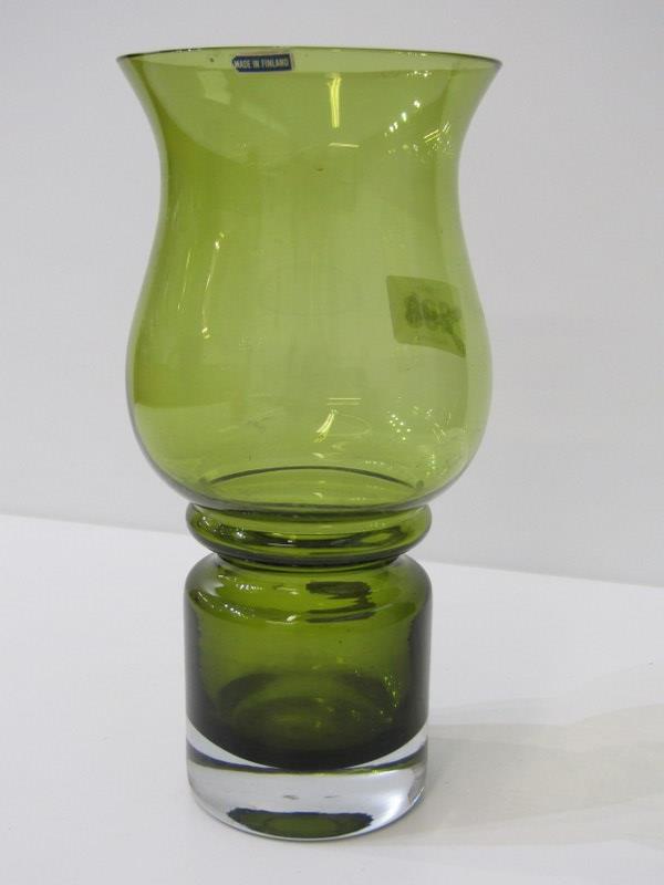 RETRO GLASS, a green glass candle holder by Ronald Bennett Wilson for Wedgwood, 15cms, a Finnish - Image 3 of 5