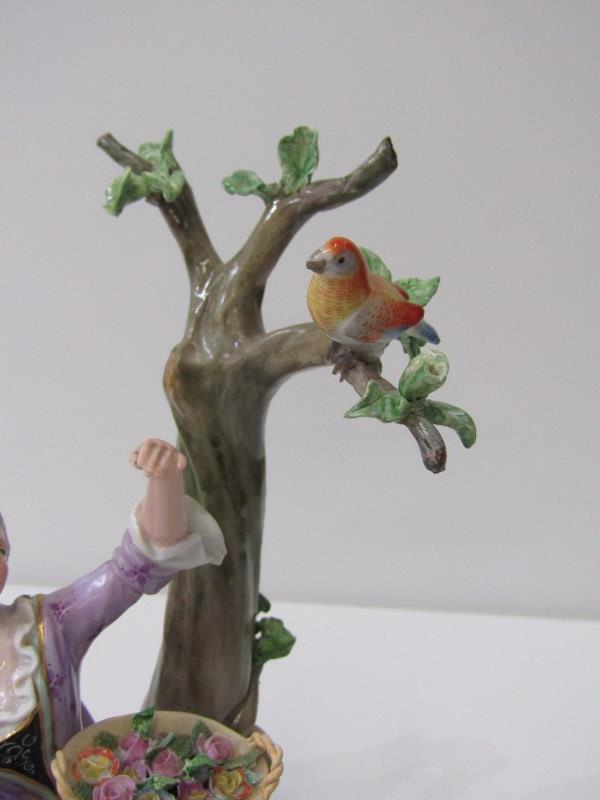 MEISSEN GROUP, 19th Century Meissen group of Harlequin and Columbine seated by a tree, 17cm - Image 5 of 19