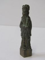 EASTERN BRONZE FIGURE, of an Immortal, signed to back, 11cm height