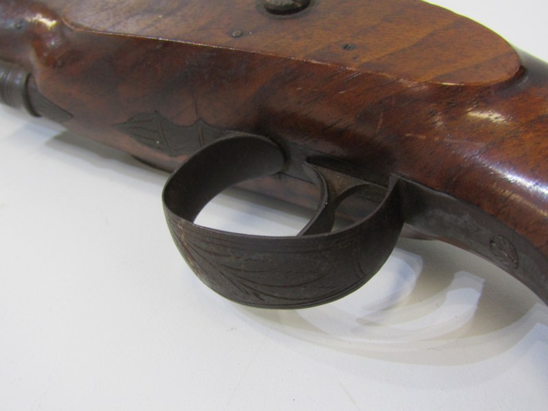 EARLY 19TH CENTURY PERCUSSION PISTOL, with walnut stock, 22cm length - Image 5 of 6