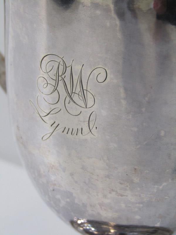 SILVER TWIN HANDLED TROPHY CUP on circular stemmed support, HM Peter and William Bateman, London, - Image 2 of 4