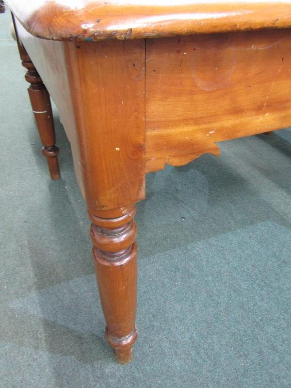 PINE FARMHOUSE TABLE, 19th Century Cornish waxed pine kitchen table, on turned supports, 134cm x 104 - Image 2 of 3