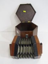 ANTIQUE SQUEEZE BOX, boxed Lachenal hexagonal squeeze box in fitted case