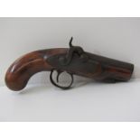 EARLY 19TH CENTURY PERCUSSION PISTOL, with walnut stock, 22cm length