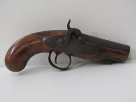 EARLY 19TH CENTURY PERCUSSION PISTOL, with walnut stock, 22cm length
