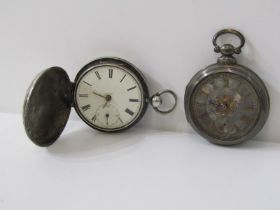 2 SILVER CASED POCKET WATCHES, 1 early pear cased, a/f condition missing glass and subsidiary