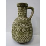 RETRO WEST GERMAN POTTERY, a large West German ewer, marked Bay, decorated with geometric bands,