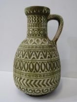 RETRO WEST GERMAN POTTERY, a large West German ewer, marked Bay, decorated with geometric bands,