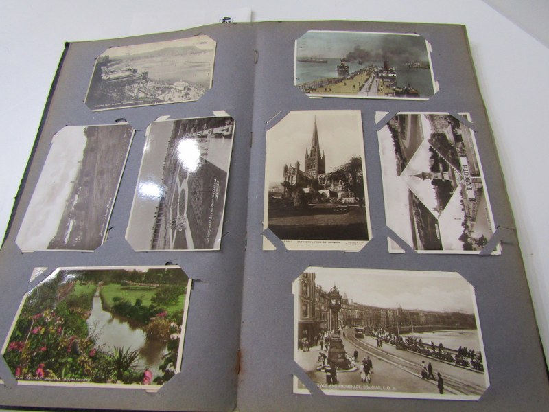 EDWARDIAN POSTCARD ALBUM, containing approx, 150 assorted view cards, also sentimentals, humour, etc - Image 6 of 14