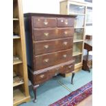 18th CENTURY CHEST ON STAND, walnut chest, fitted 2 short and 3 long drawers, base fitted 3