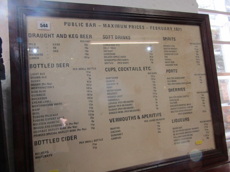 BREWERIANA, St Austell brewery early 1970's bar price list (10p a pint) 43 x 56cms - Image 2 of 3